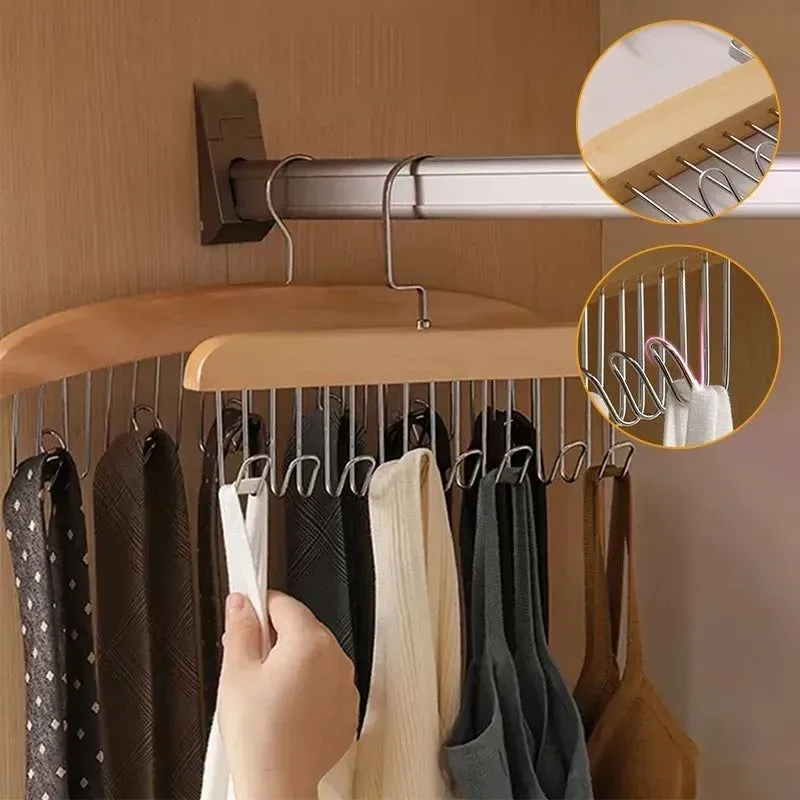 Wooden Multi Hook Hanger Organizer for Closet Storage - Image 3