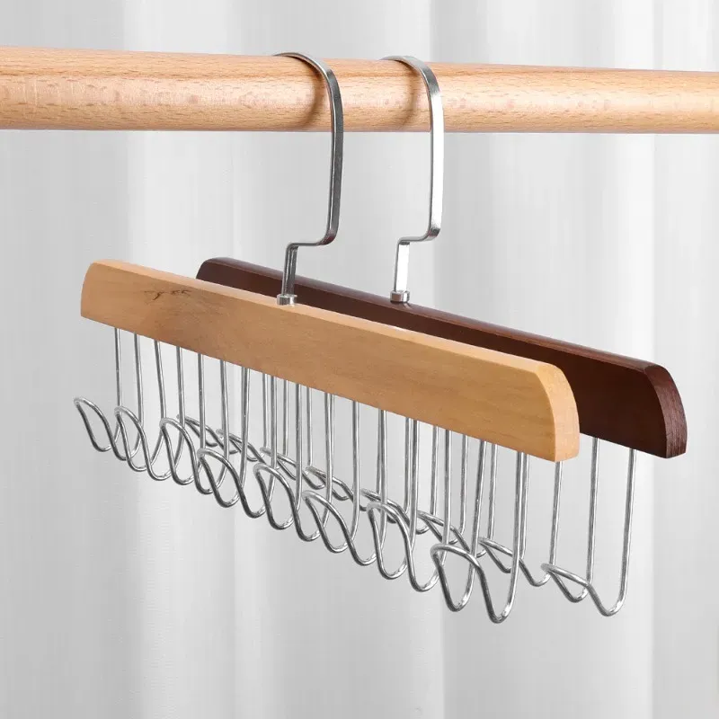 Wooden Multi Hook Hanger Organizer for Closet Storage - Image 4