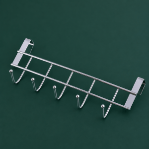 5 Hook Stainless Steel Over the Door Hanger Rack for Clothes, Towels and Bags