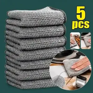 5PCS Heavy Duty Steel Wire Cleaning Scrub Pads Set