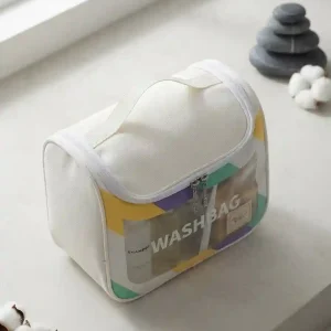 Portable transparent travel makeup and skincare wash bag organizer