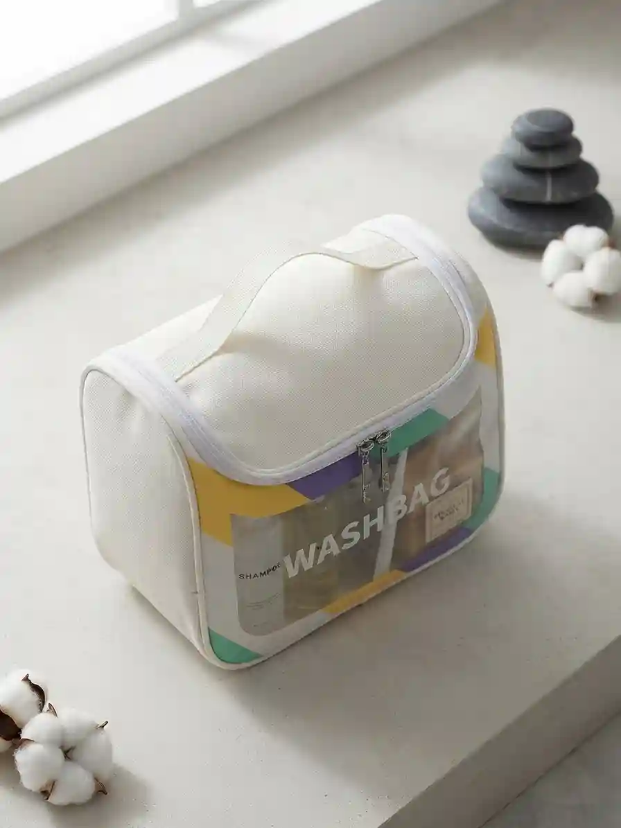 Portable transparent travel makeup and skincare wash bag organizer