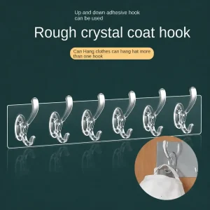 Self Adhesive Transparent Wall Hook Rack (6 Hooks)