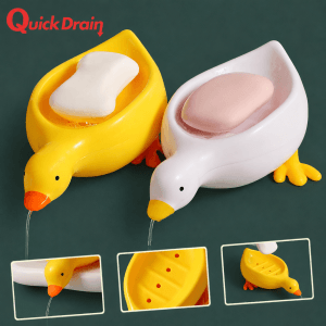 Duck shaped quick drain soap holder with self draining soap dish for bathroom and kitchen