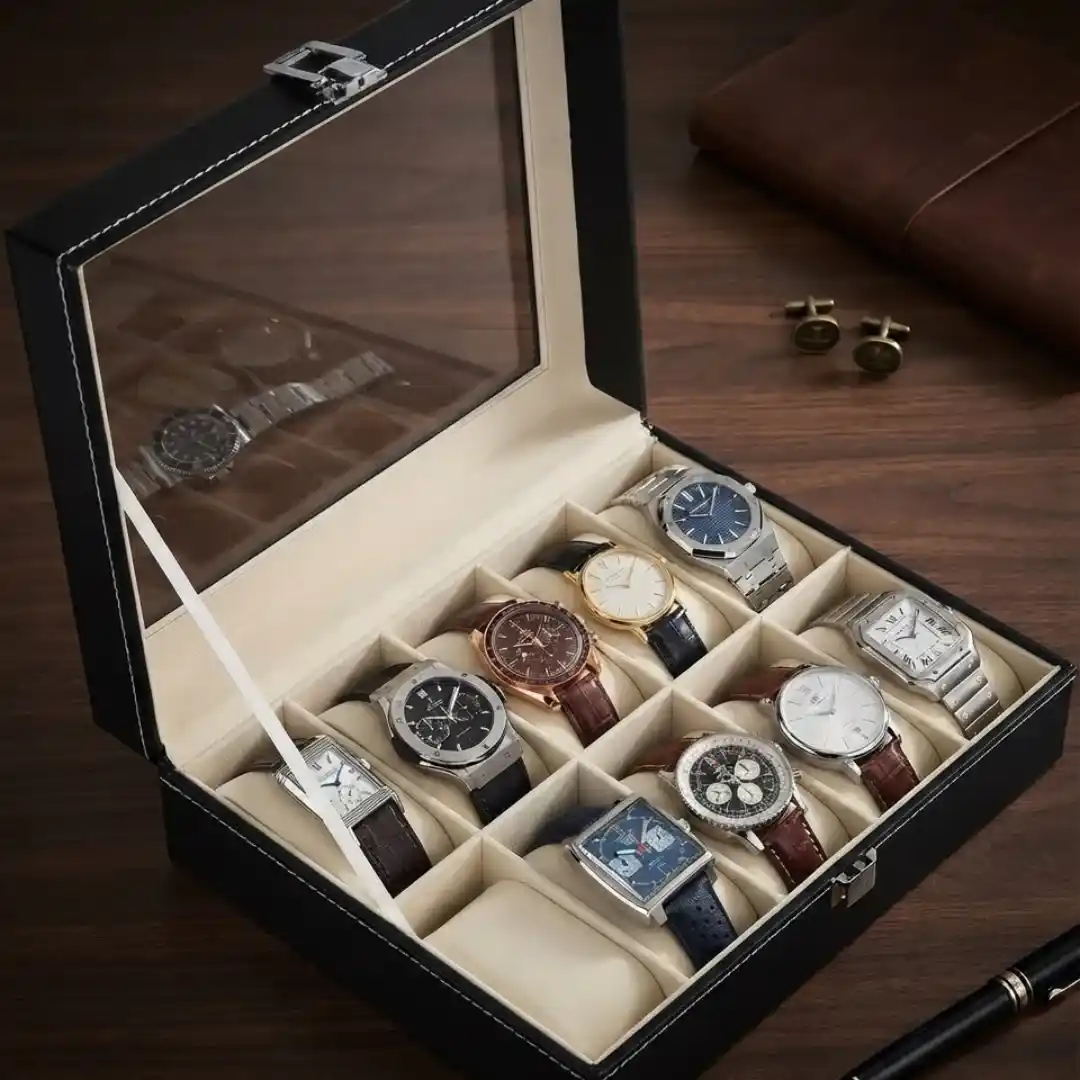 Leather Watch Box Organizer Display Case - Image 7