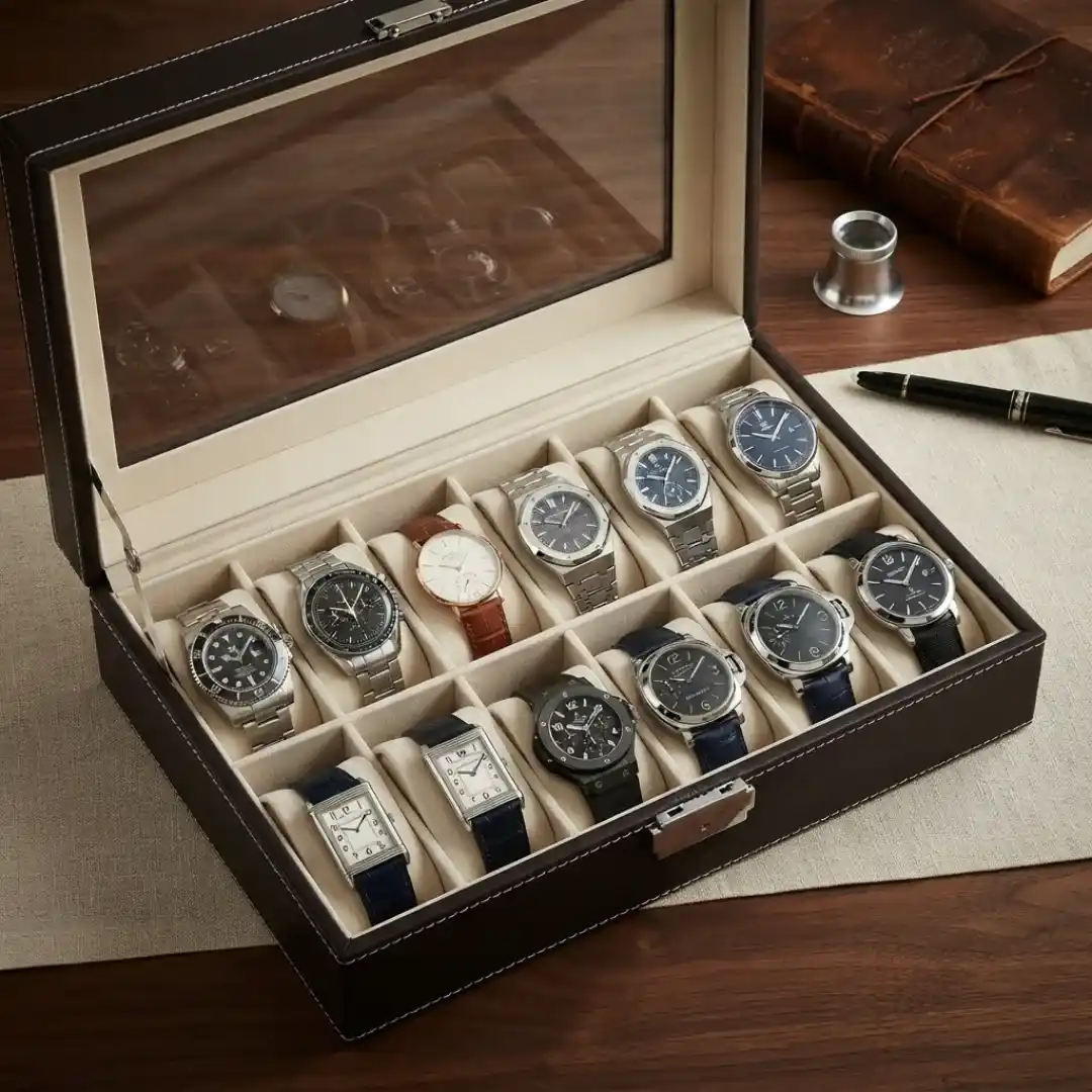 Leather Watch Box Organizer Display Case - Image 8