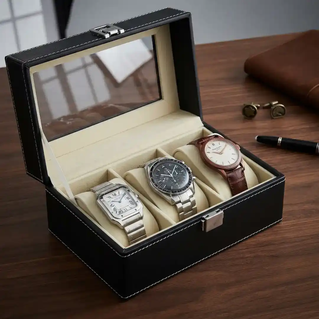 Leather Watch Box Organizer Display Case - Image 3