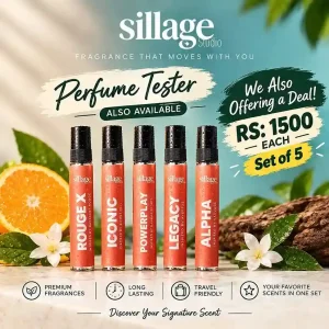 Set of 5 premium perfume testers Rouge Iconic Powerplay Legacy and Alpha