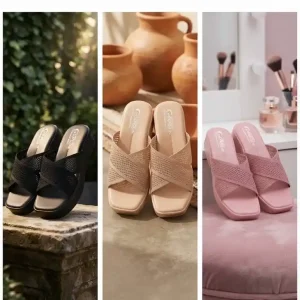 Women's Breathable Mesh Cross Strap Platform Slides